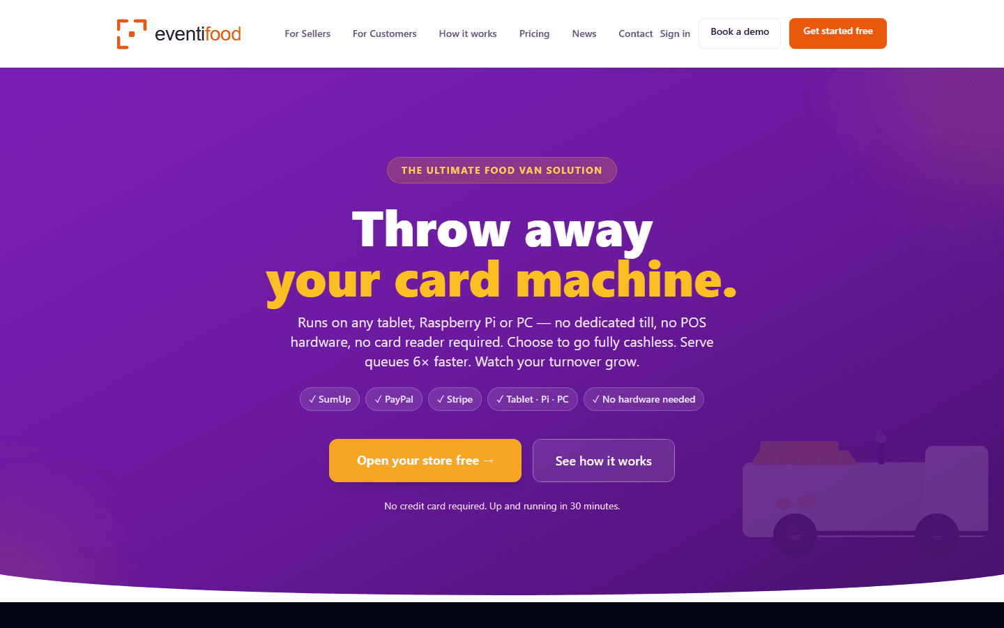 Eventifood multi-tenant food ordering platform homepage